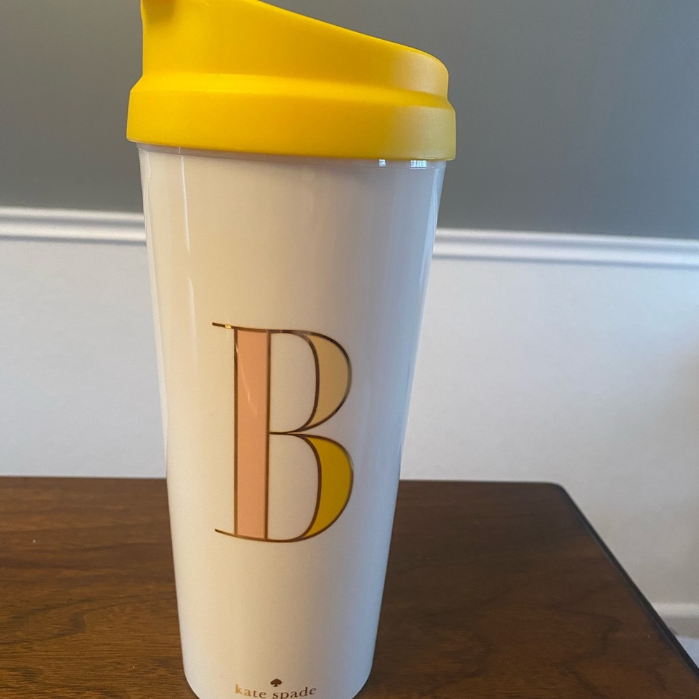 Kate Spade Cream and Yellow Travel Mug